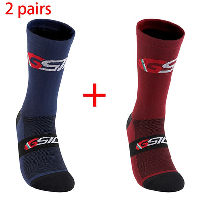 GSIDI2pairs 2023 New Cycling Socks Bike Nurse Compression Road Bike Running Mtb Knee-high White Sports Funny Brand Black.