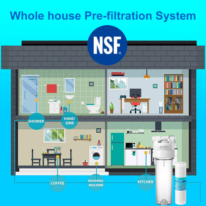 ALTHY 5 Micron Whole House Sediment Water Filter System Prefilter Purifier, 10 Inch PP cotton Pre filter.