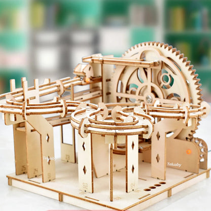 3d Wooden Puzzle Marble Runs Mechanical Puzzles Self Assembly Toy STEAM Educational Toys Model Building Kits for Kids Adult Gift.