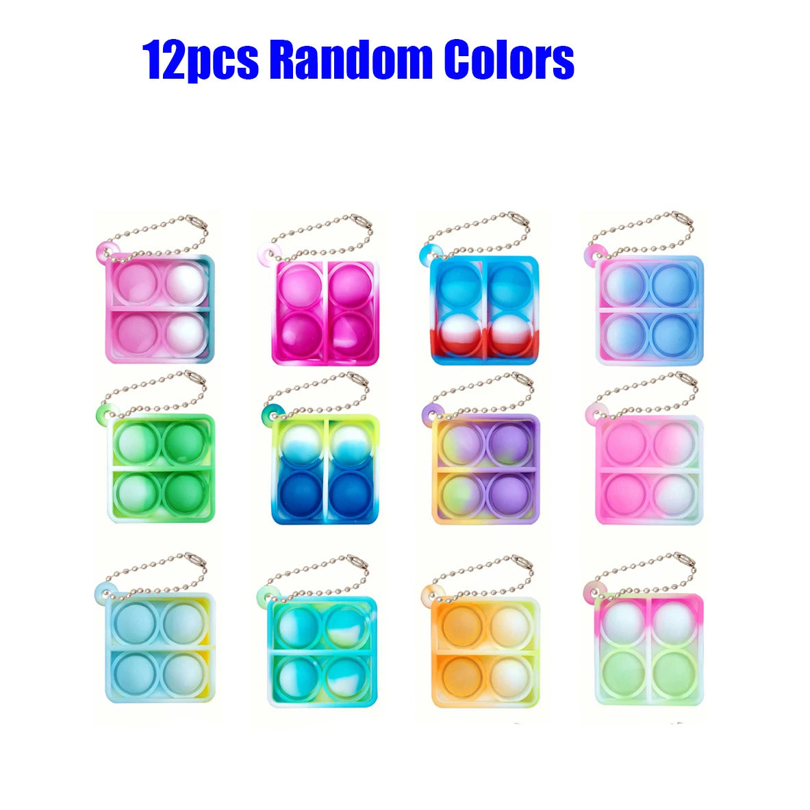 12/24/48Pcs Mini Pop Fidget Toy Pack Kit Keychain Stress Relief Toys Party Favors Office Desk Toy for Kids Adults Brinquedos