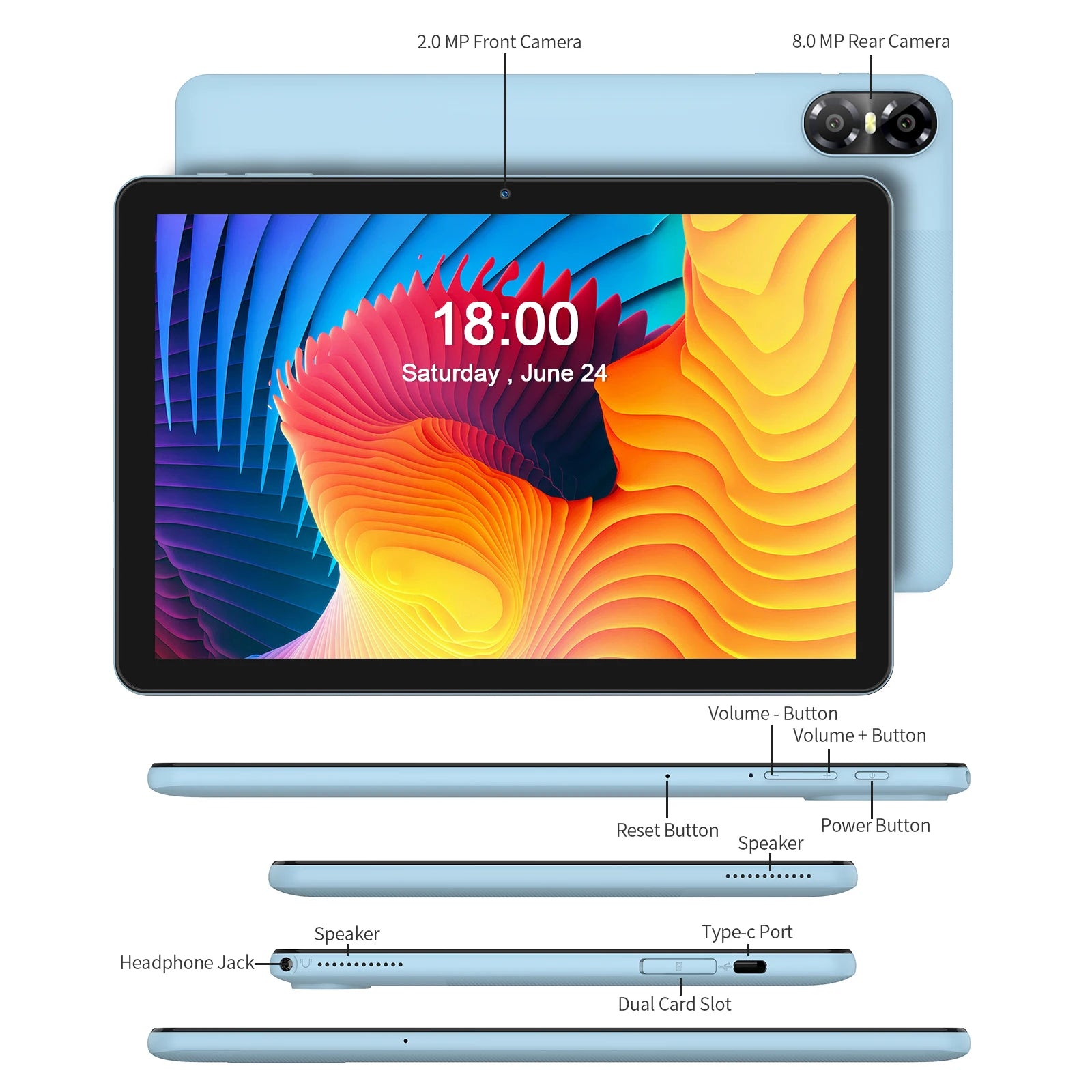 PRITOM TOUCH 10 Plus 10 Inch Android 13 Tablet, 8(4+4)GB+64GB 1TB Expand, WiFi 6, Dual Box Speakers, BT5.0, Google GMS, 2.0GHz.
