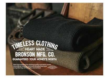 Bronson WWII USAAF Type A-1 Mechanic Sweater Men Heavyweight V-Neck Knit Jumper