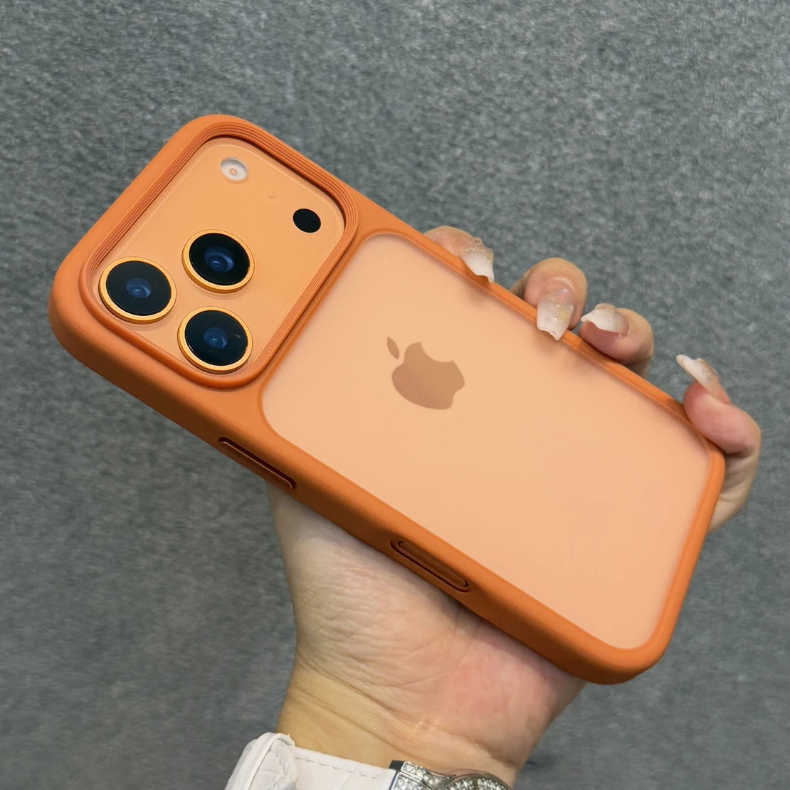 Luxury Orange Shield Matte Transparent Phone Case For iPhone 17 Pro Max 17 Pro 17 New Metal Buttons Skin Feel Shockproof Cover.