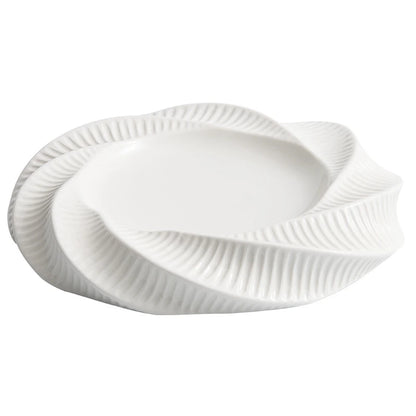 White Ceramic Dining Plate Dinner Steak Hotel Restaurant Main Course Dessert Home Kitchen Tableware.