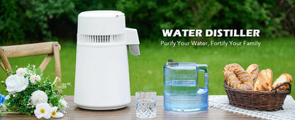 DIVEDEER Water Distiller 4L Purifier Filter Dispenser Drinking Bottle Softener Dual Temp Display Overheat Protection.