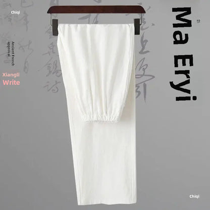 Traditional Chinese Men's Tang Suit Cotton Linen Ancient Costume Tea Servant Zen Meditation Clothing Middle Mountain Hanfu