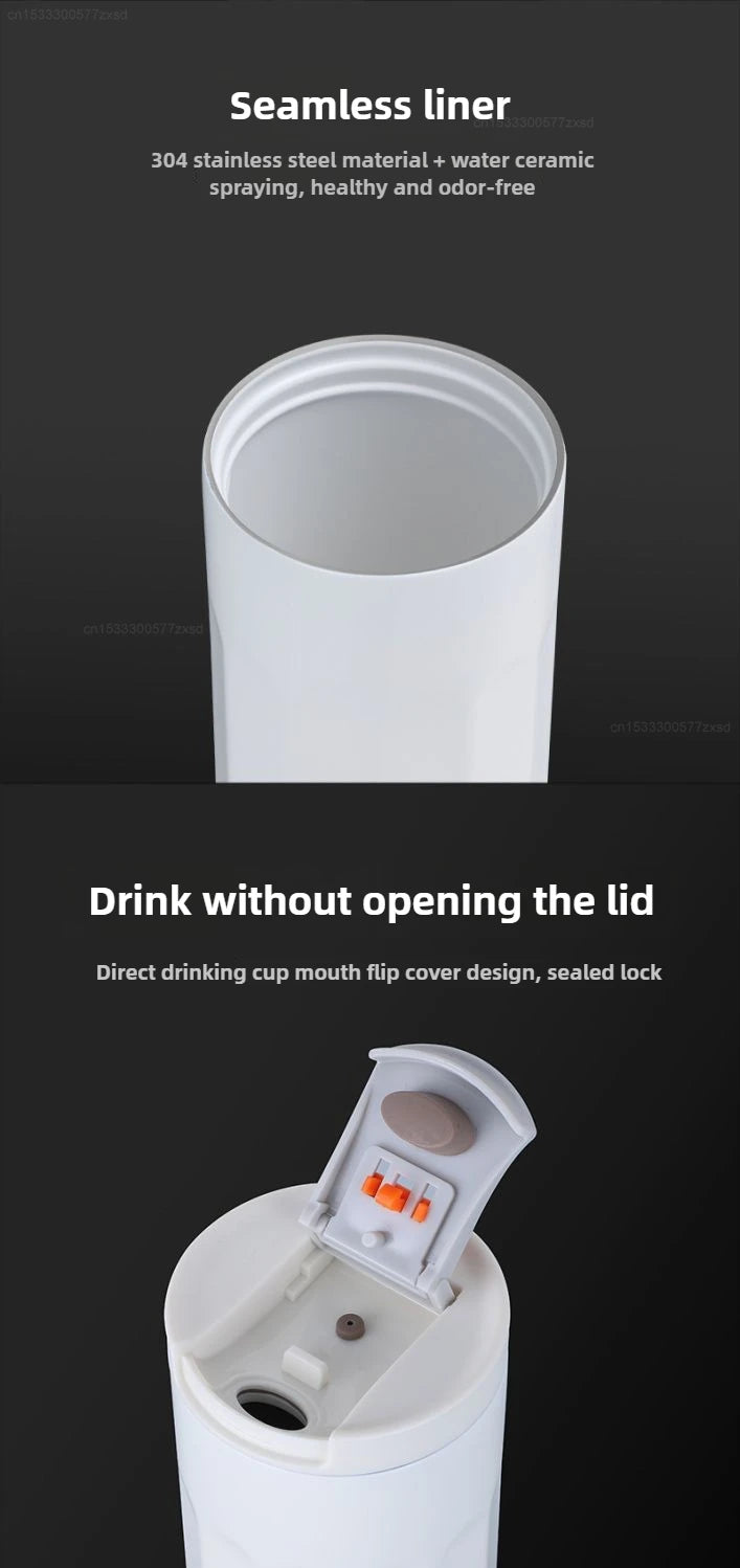 New Xiaomi Ceramic Coating Coffee Mug Stainless Steel Insulated Mug High-value Girls Cup Portable Walking Mug for Home School.