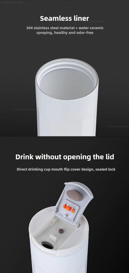 New Xiaomi Ceramic Coating Coffee Mug Stainless Steel Insulated Mug High-value Girls Cup Portable Walking Mug for Home School.