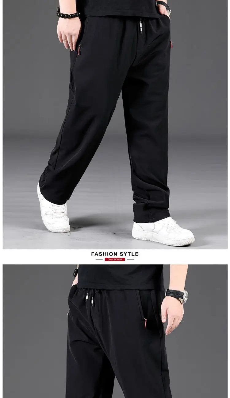 8XL Casual Pants Mens Straight Loose Trousers Men Clothing Elastic Waist Quick Dry Pants Summer Fashion Oversized Joggers Pants.