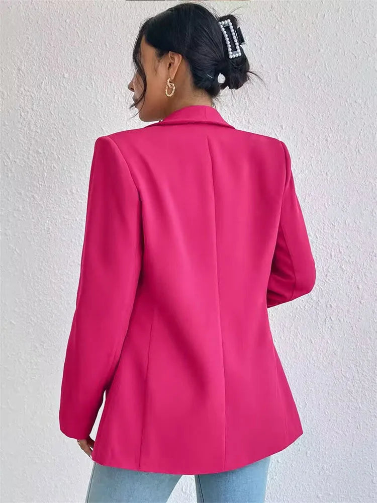 Koreanische Beliebte Rosa Neue Oberbekleidung Frauen 2024 Mode Weiblichen Frühling Jacke Casual Langarm Schwarz Blazer Mäntel.