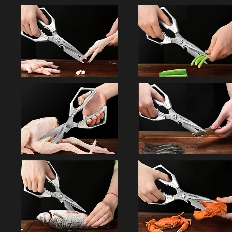 High Quality Multifunctional Kitchen Scissors Chicken Bone Scissors Fish Scale Scraper Bottle Opener Walnut Clip Kitchen Knife.
