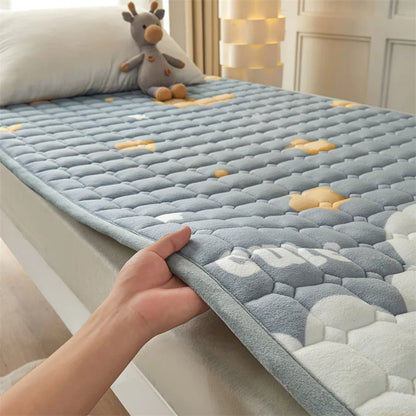 Winter Dormitory Soft Mattress Toppers Thick Warm Coral Velvet Bed Sheet Non-slip Mattress Cover Thin Bed Pad Tatami Floor Mat