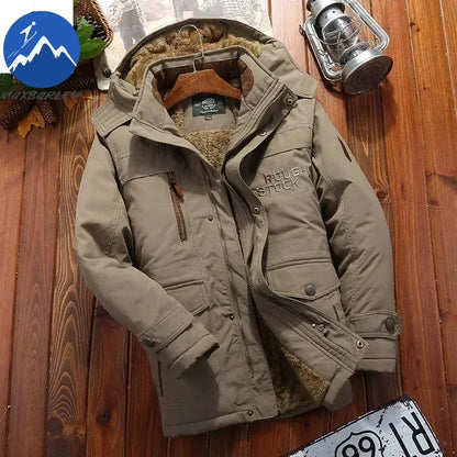 Winter Fleece Long Jacket Men Casual Thicken Warm Cotton Padded Jackets Man Fashion Hooded Outdoor Windproof Parkas Snow Coat.