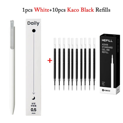 KACO Gelschreiber, Press-Signaturstift, Schreibwaren, Metall-Stiftclip, 0,5 mm, schwarze Tinte, schnell trocknend, großes Fassungsvermögen, 800 m, glattes Schreiben