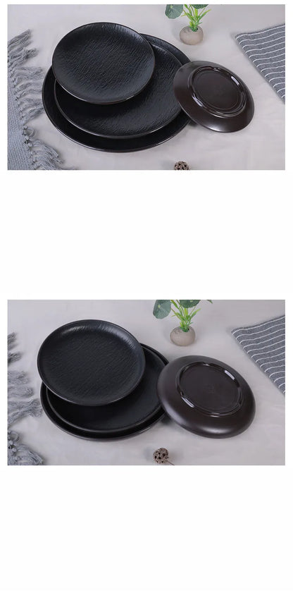 Hotpot Restaurant Melamine Tableware Black Frosted Dinner Plate Japanese Sushi Plates Not Easily Broken Snack Fruit Dishes.