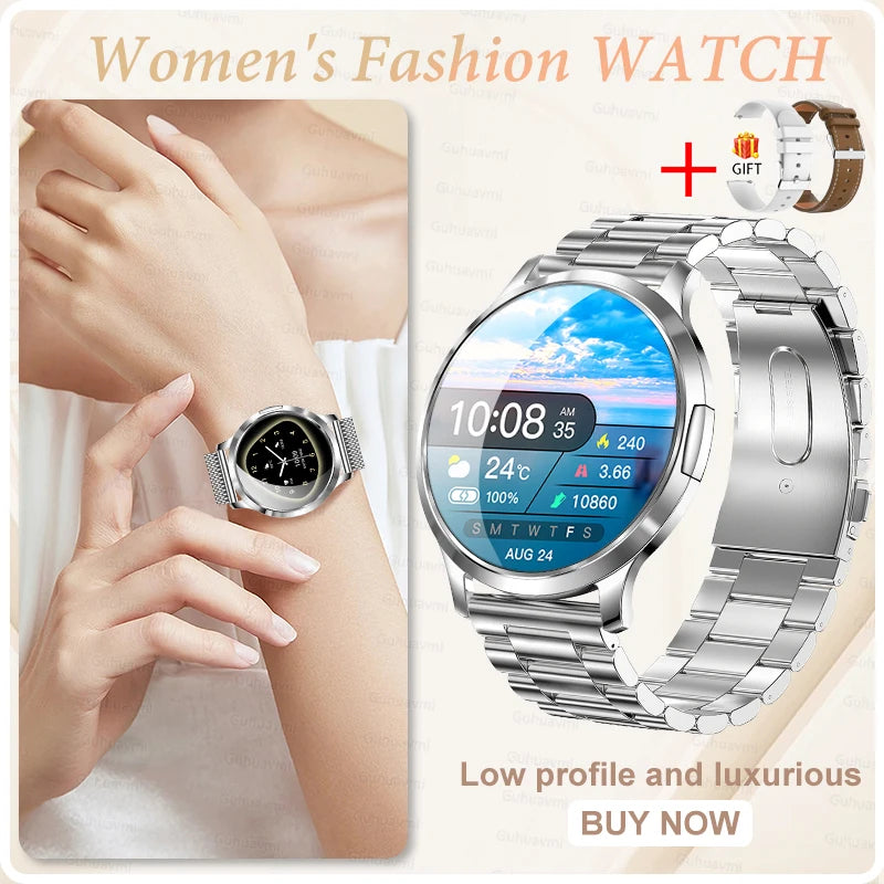 2025 New Smart Watch For Women AMOLED Screen Watches IP68 Waterproof Heart Rate Monitor Ladies Call Smart watch For Android ios