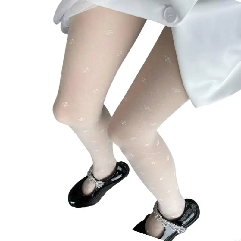 Elegant Four Leaf Jacquard Sheer Pantyhose Soft Stretchy Mesh Tights for Women.