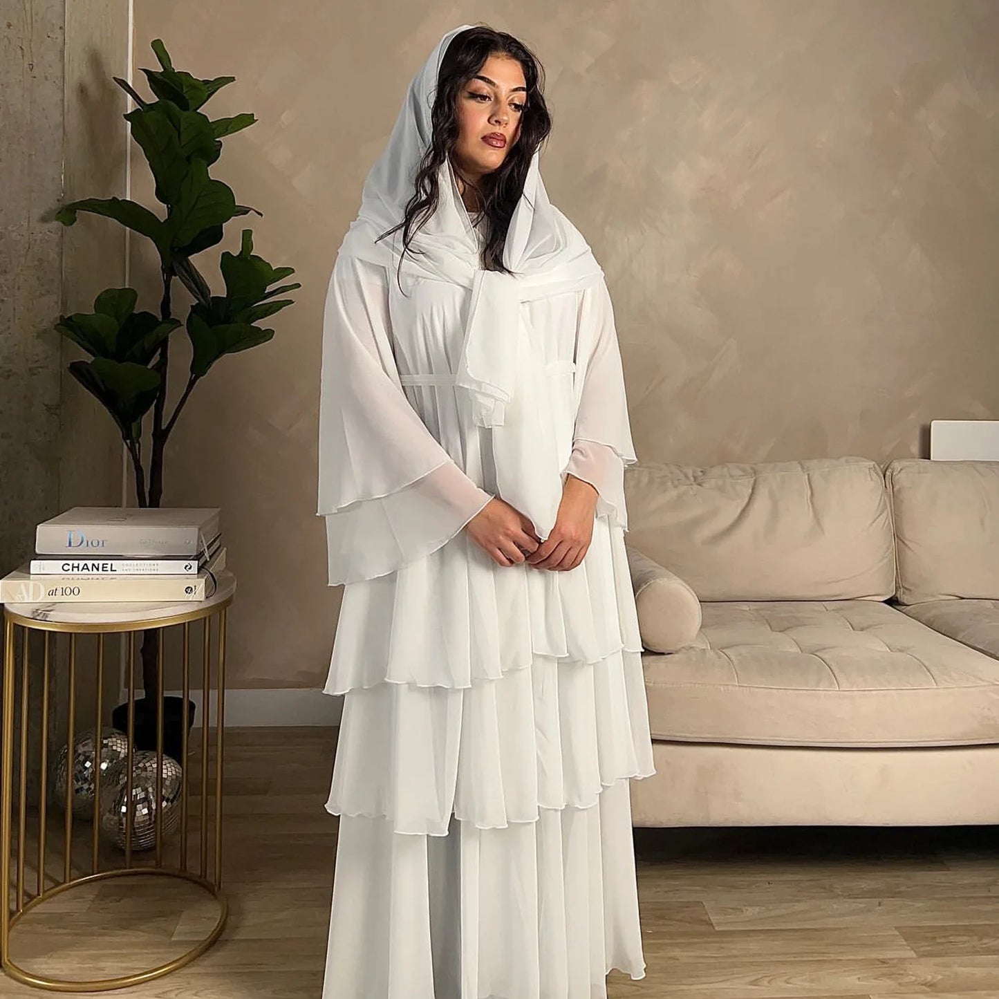 Eid Muslim Abaya for Women Chiffon 3 Layers Cake Party Cardigan Robe Jalabiya Dresses Ramadan Morocco Abayas Kaftan Vestidos