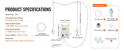 SucceBuy Bottled Water Dispensing Pump w/PE Pipe 1 Gal/MIN 40 PSI for Coffee Tea Machine Water Dispenser Refrigerator Ice Maker.