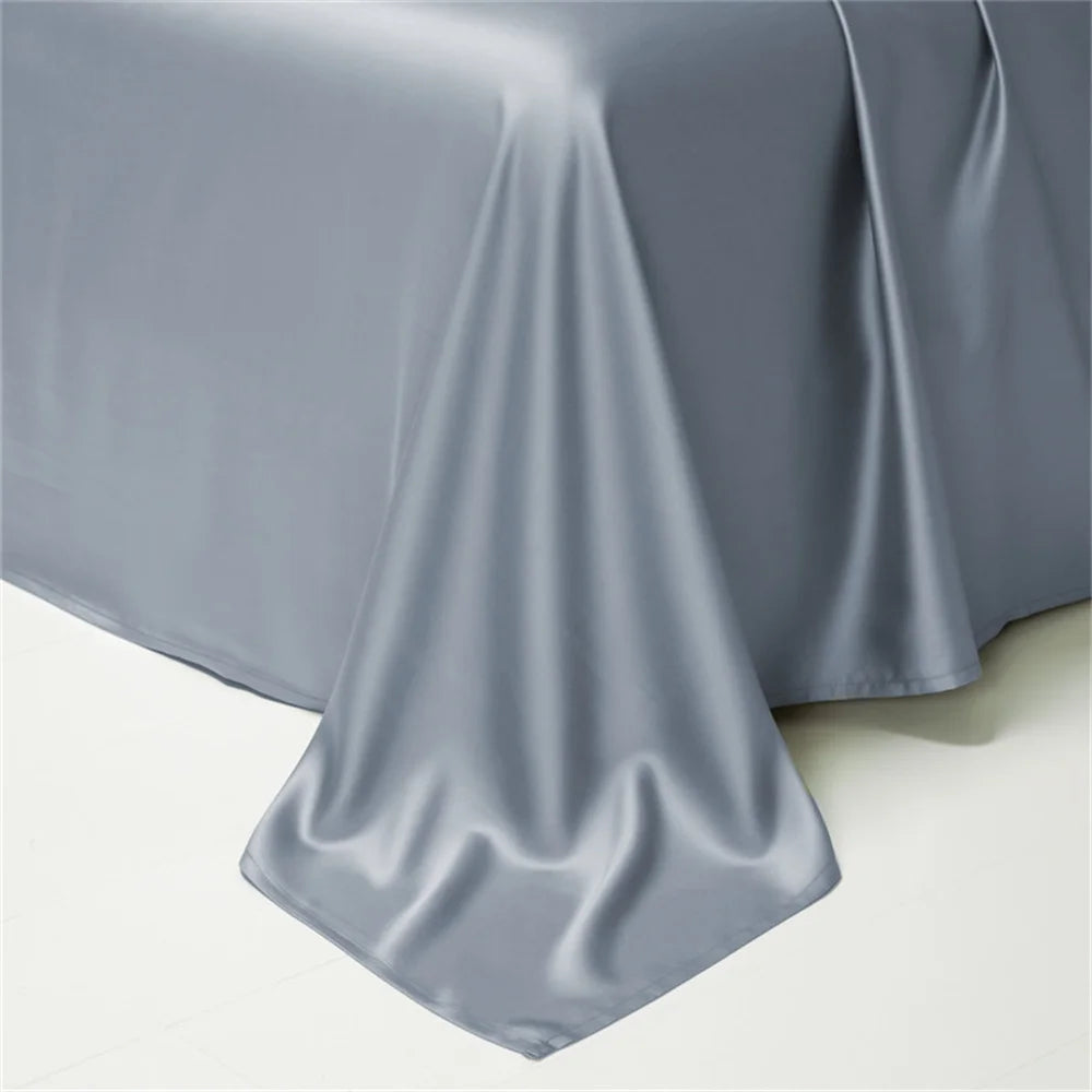 Liv-Esthete Noble 100% Silk Bedding Set Blue Gray Summer Duvet Cover Pillow Case Bed Sheet Quilt Cover Double King Queen Sets.