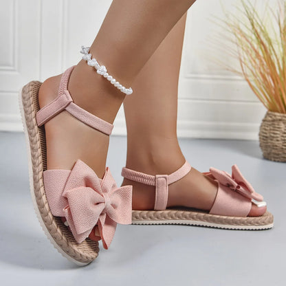 2025 New Women Sandals Summer Lightweight Sandals Fashion Beach Casual Slippers Outdoor Bow Tie Flat Shoes Home platform sandals.
