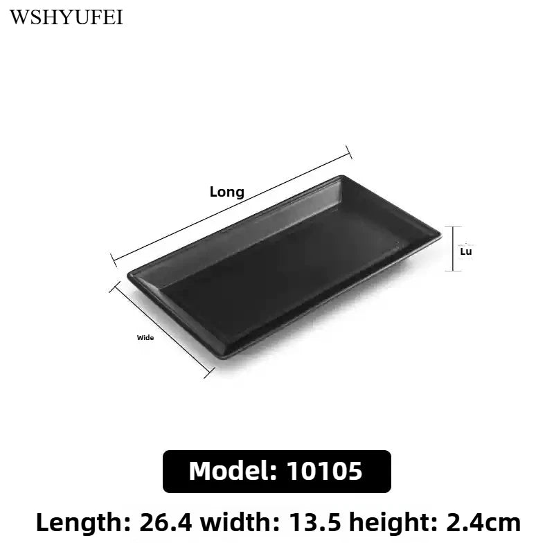 Black Melamine Plate Plastic Barbecue Dish Commercial Cutlery Kitchen Dinner Plates Not Easily Broken Tableware Accessories.