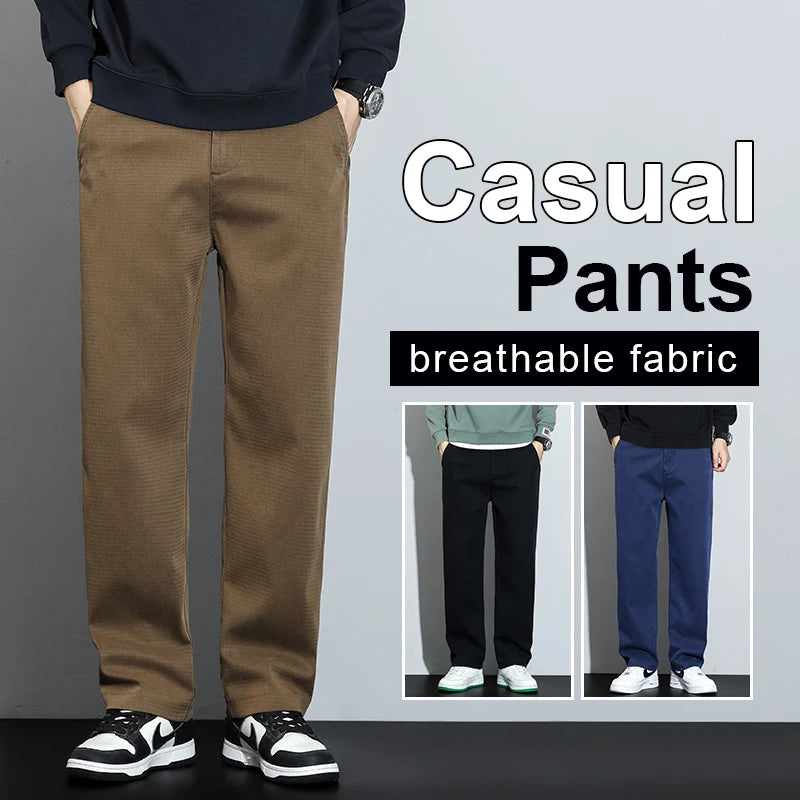 Mens Lyocell Straight Loose Elastic Waist Jeans 2025 Autumn Winter Fashion Brand Comfortable Versatile Pants Plus Size 5XL.