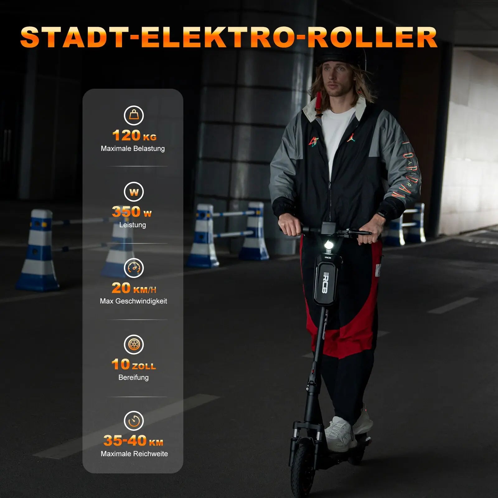 RCB 350W Foldable Electric Scooter for Adult ABE, Double Brake Waterproof Body E-Scooter, 10in Honeycomb Tires 120kg Capacity.