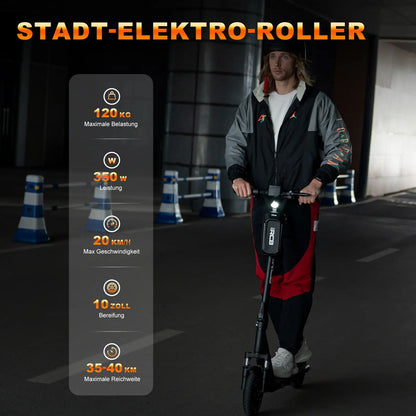RCB 350W Foldable Electric Scooter for Adult ABE, Double Brake Waterproof Body E-Scooter, 10in Honeycomb Tires 120kg Capacity.