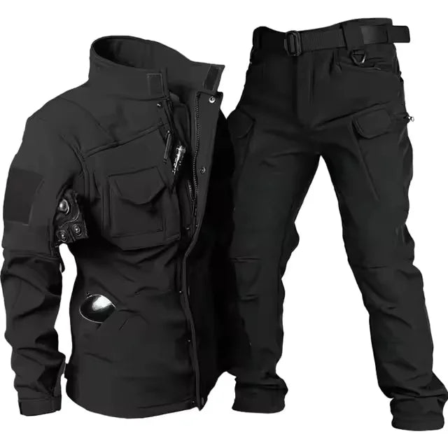 Waterproof Shark Skin Tactical Sets Mens Thicken Fleece New Soft Shell Combat Jackets+windproof Warm Cargo Pant 2 Piece Set