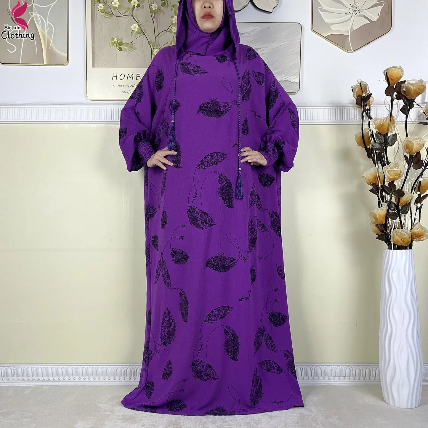 New Ramadan Muslim Cotton Two Hats Abaya Femme Prayer Garment Clothing Dubai Islamic Maxi Arab Robe Muslimic Kaftan Women Dress.