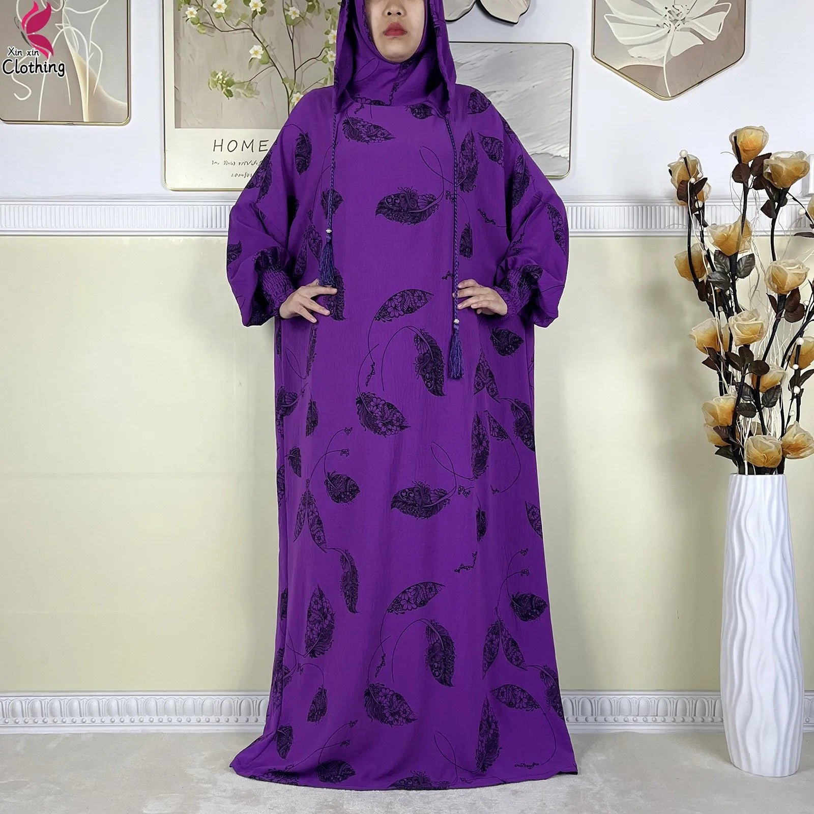 New Ramadan Muslim Cotton Two Hats Abaya Femme Prayer Garment Clothing Dubai Islamic Maxi Arab Robe Muslimic Kaftan Women Dress.