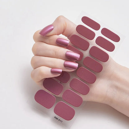 Glitter Gradient Full Cover Nail Art Stickers Fashion Silver Purple Nail Polish Strips DIY Waterproof Nail Foil Sticker Manicur