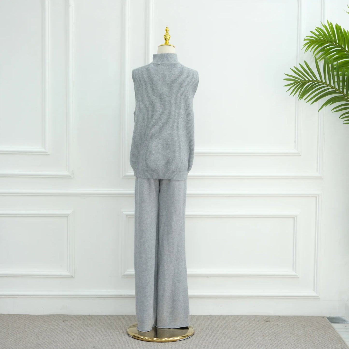 Winter Thicken 3 Piece Muslim Sets for Women Knit Tops Pants Islamic Outfit Sweater Dress Dubai Abaya Kaftan Musulmane Ensembles.