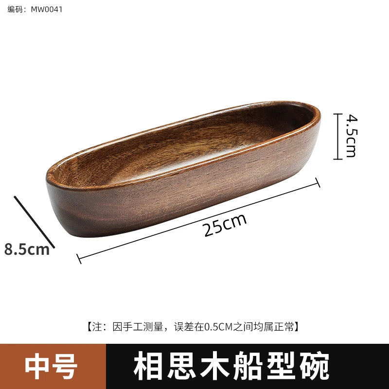 Solid Wood Tray Acacia Wood Premium Kung Fu Tea Small Tray Fruit Snacks Nuts Dessert Plate Desktop Storage Tableware.