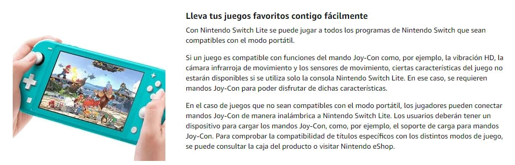 Consolas Nintendo Switch Lite - 32GB Batería 3570mah 5.5'' Compact and lightweight Built-in controllers Compatible games.