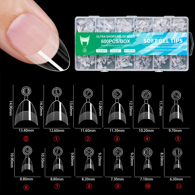 120-600Pcs False Nail Tips Soft Gel Fingertip Semi-matte Square French Coffin Full Half Cover Artificial Fake Nails Extension.