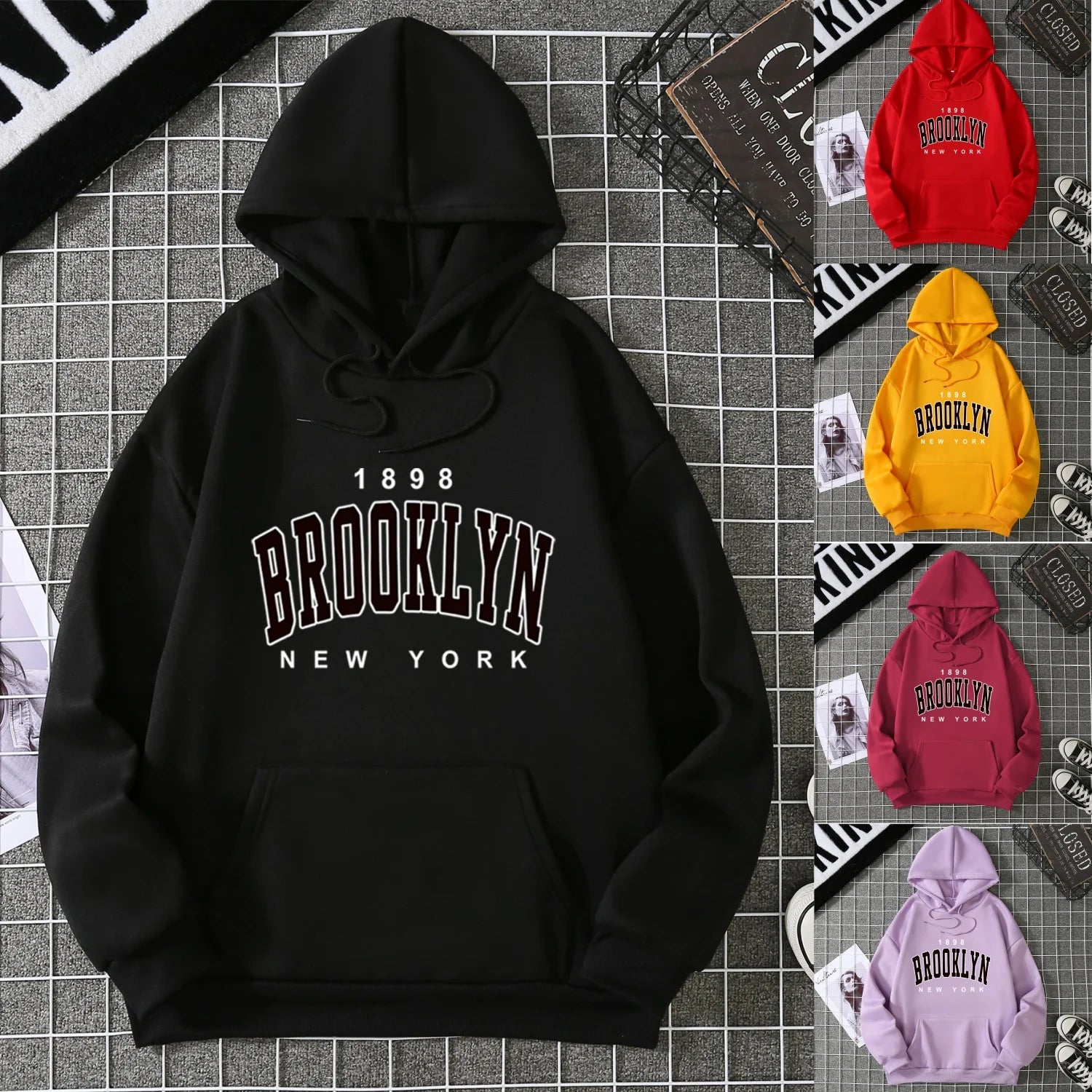 2025, Winter, neuer Damen-Kapuzenpullover, High Street, Unisex-Stil, Doppeltaschen, Sweatshirts, Oberbekleidung, Übergröße, Damenbekleidung CYXX 227.