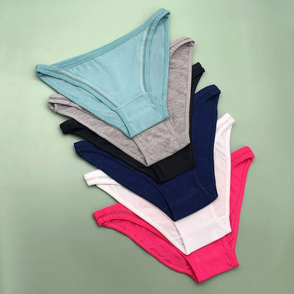 Moonflame 12Pcs Wholesale Women Cotton Panties Sexy Low-Waist Lingerie Female Elastic Soft Underwear Solid Color Underpant.