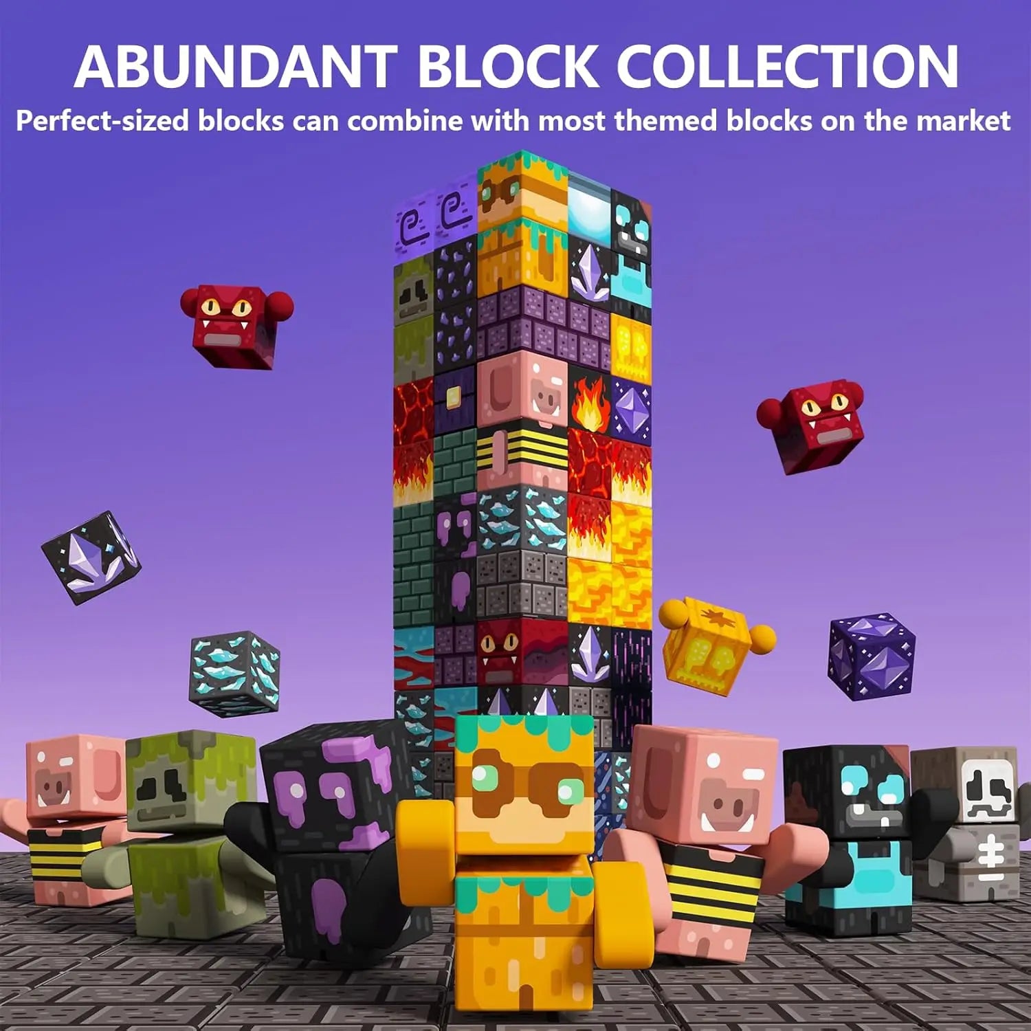 100PCS Magnetic Blocks Building Toys Cave World Magnet Construction Set STEM Educational Sensory Christmas Gift For Kids.