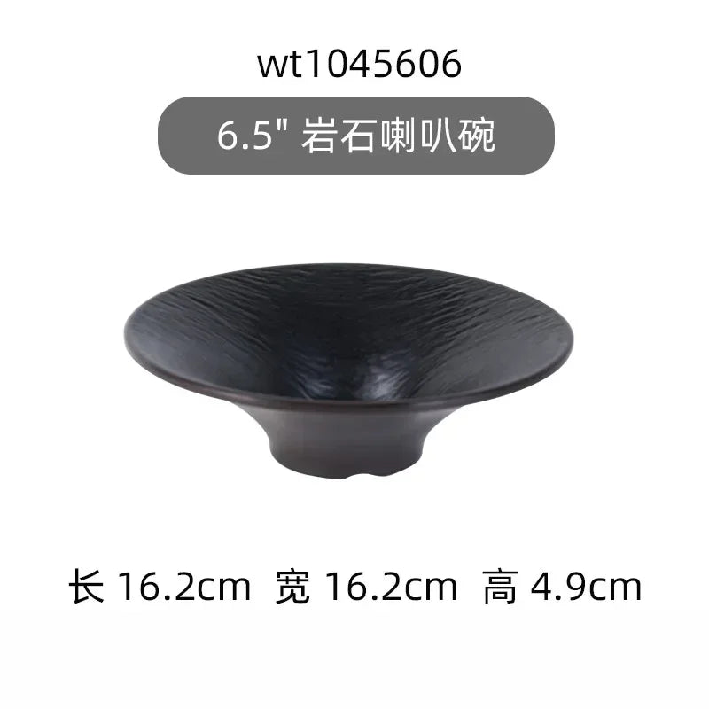 Hotpot Restaurant Melamine Tableware Black Frosted Dinner Plate Japanese Sushi Plates Not Easily Broken Snack Fruit Dishes.