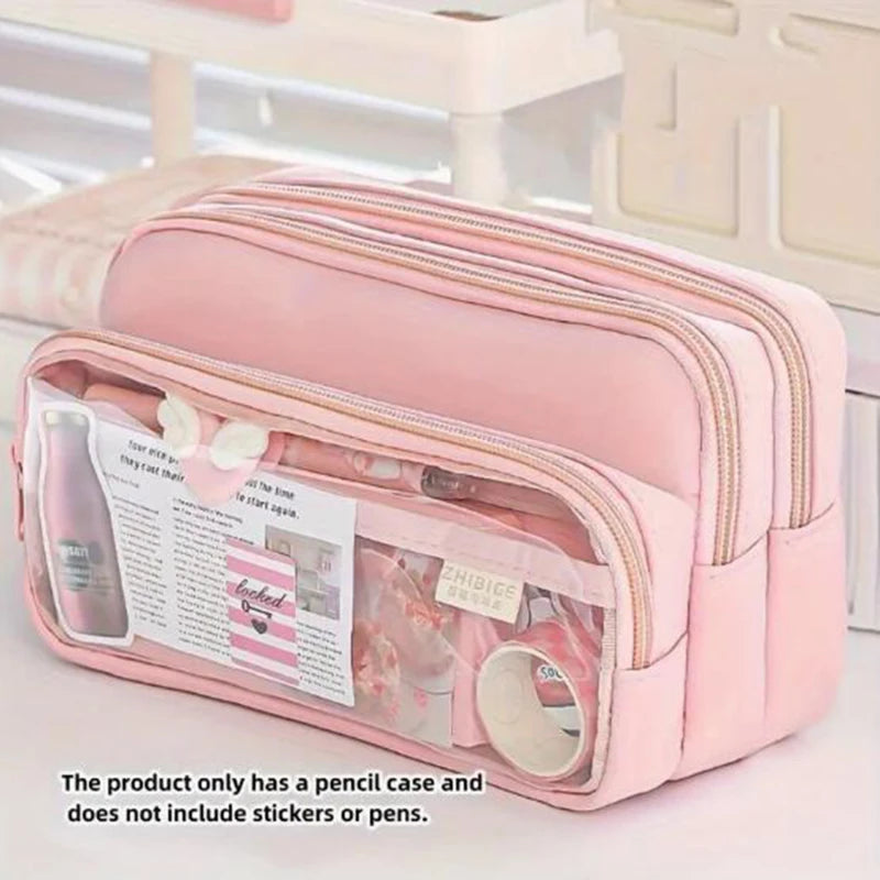Chic Einfarbig Bleistift Fall Koreanische Einfachheit Transparent Stift Tasche Große Kapazität Organizer Tasche Schule Liefert Schreibwaren tasche