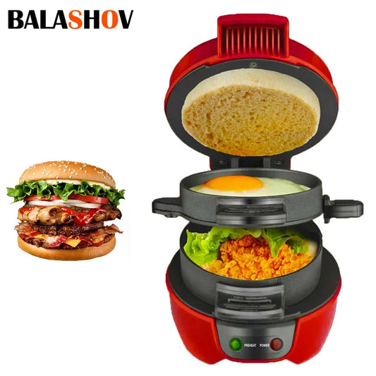 Household Breakfast Machine Portable Mini Hamburg Sandwich Muffin Bread Maker With Non Stick Egg Cooker Ring 220V Waffle Machine.