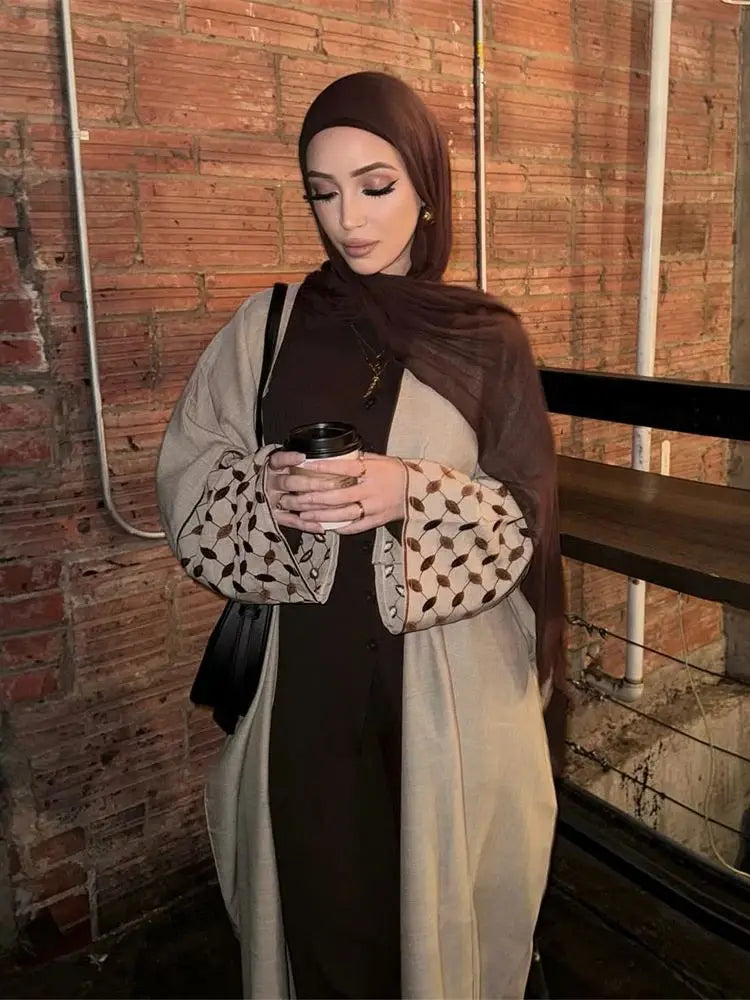 Open Muslim Kimono Abaya Dubai Elegant Kaftan Modest Dress Abayas For Women Islam Caftan Marocain Robe Arabe Femme Musulmane.