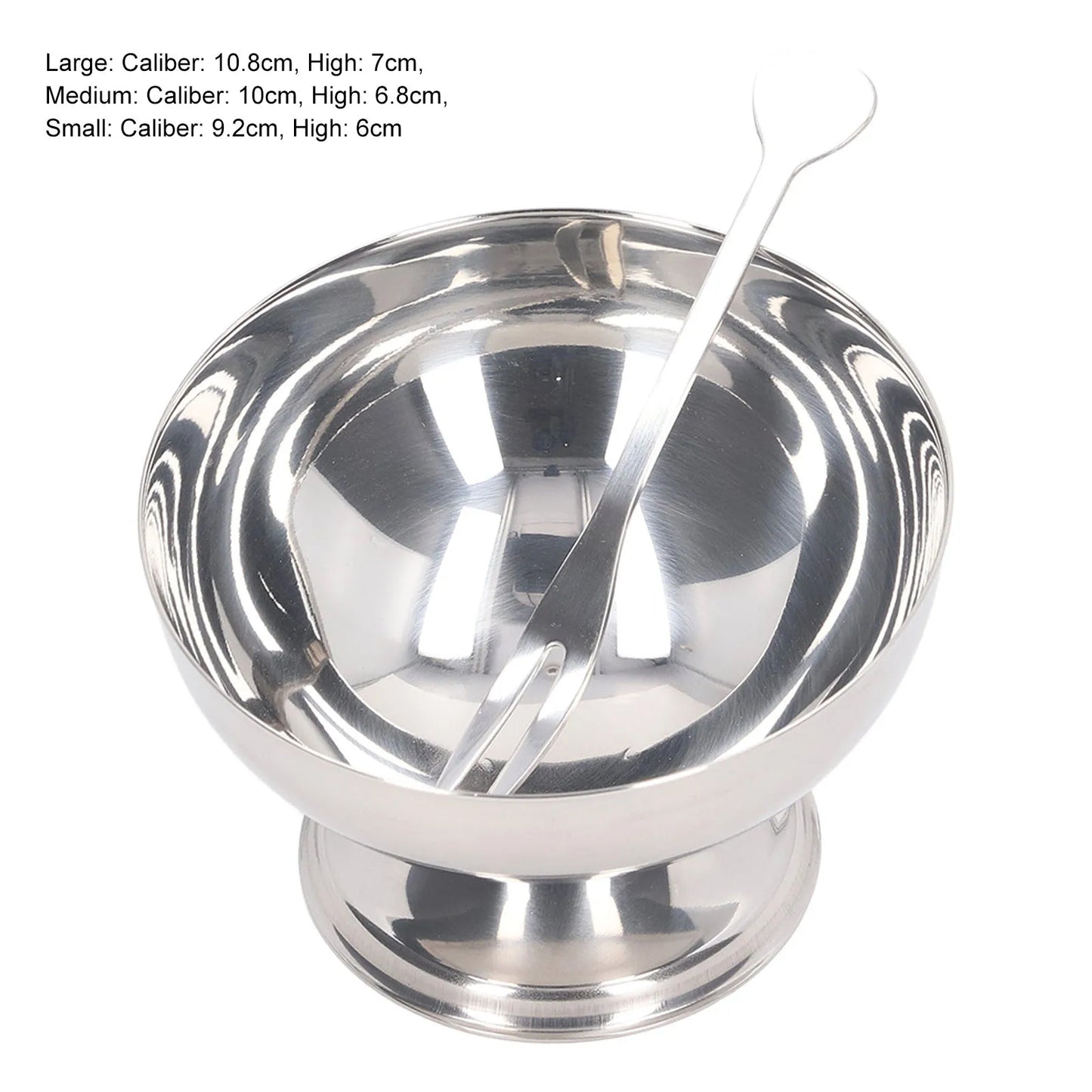 Ice Cream Bowl Stainless Steel Dessert Pudding Bowls Sundae Salad Serving Dip Bowl Trifle Tasting Bowls with Fork for Home Hotel.