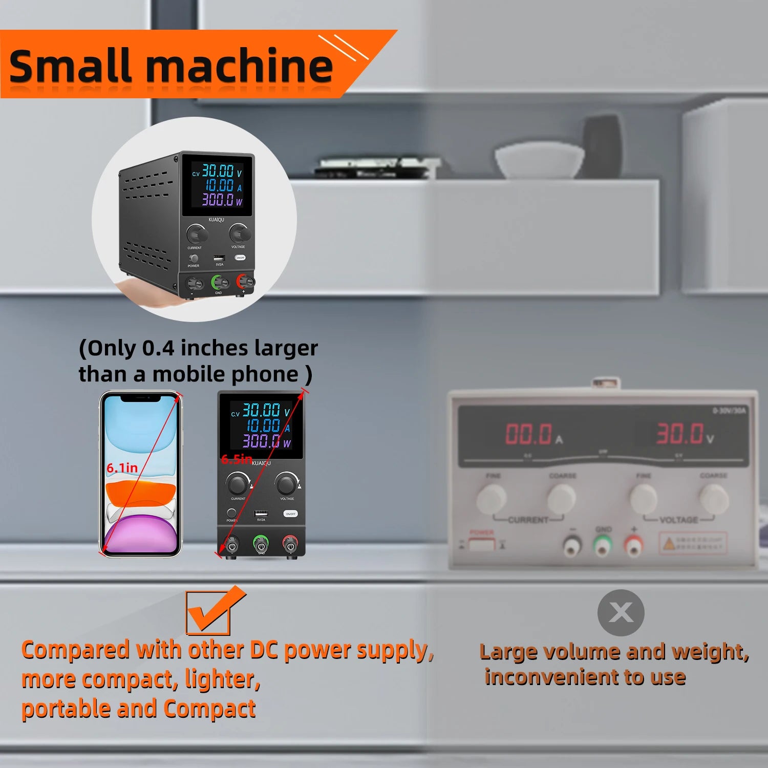 KUAIQU DC Lab Power Supply 30V 10A 60V 120V Adjustable Switching Power Supply Encoder Knob Display Regulator For Phone Repairing.