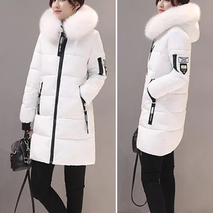 Frauen Winter Jacken Unten Baumwolle Mit Kapuze Tops Große Größe Parkas Mujer Mäntel Langen Mantel Mode Weibliche Pelz Kragen Outfits Neue Jahr.