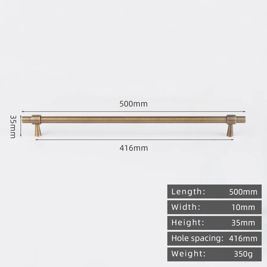KEDLO Solid Brass Brushed Antique Brass Bronze 500mm Pull Drawer Knobs T Bar Kitchen Cabinet Handle
