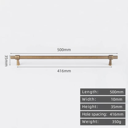 KEDLO Solid Brass Brushed Antique Brass Bronze 500mm Pull Drawer Knobs T Bar Kitchen Cabinet Handle