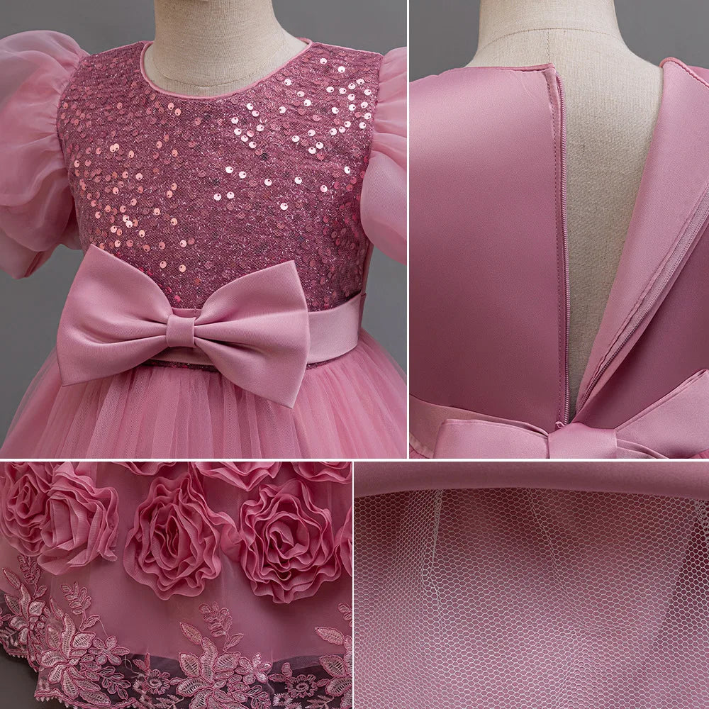 4-12 Jahre altes Blumenjungen-Hochzeitskleid, Abendkleid, Pailletten, langes Halloween-Mädchenkleid, Weihnachtsaufführung, Gastgeber-Redenen.